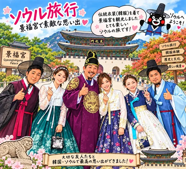 仲間と景福宮観光