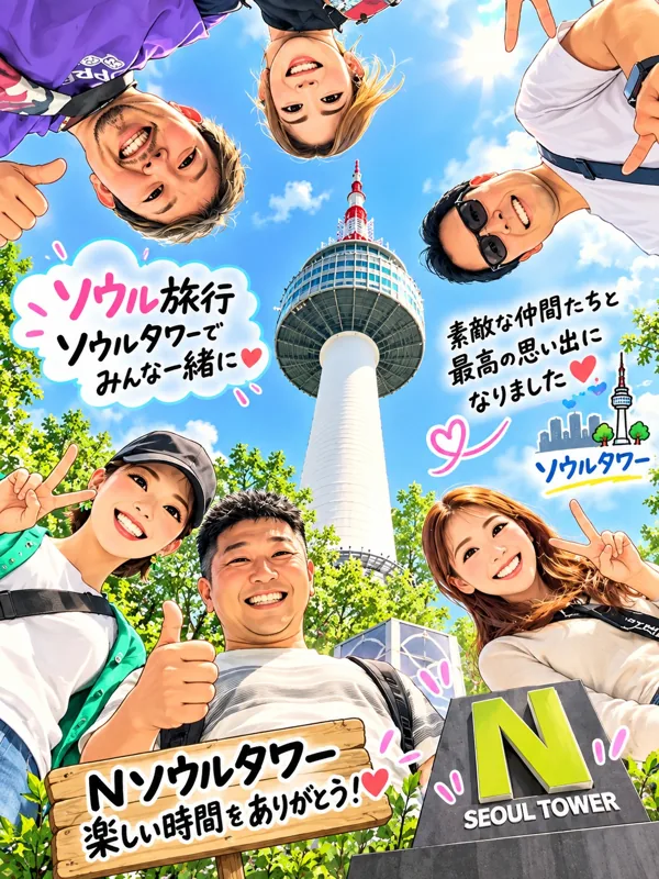 Nソウルタワーでみんな一緒に